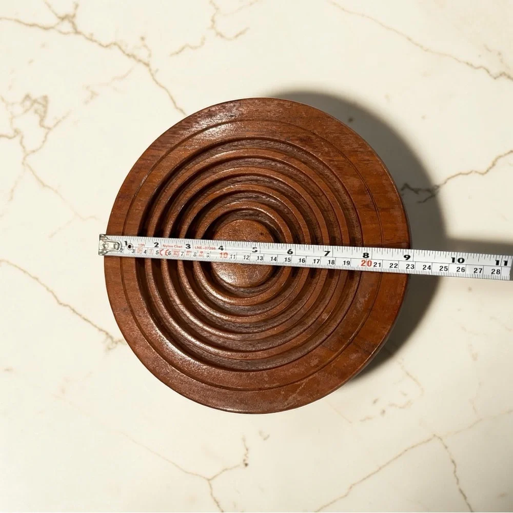 VTG Set Of 2 Hand Crafted Solid Black Walnut Wooden Round Trivets Candle Holder